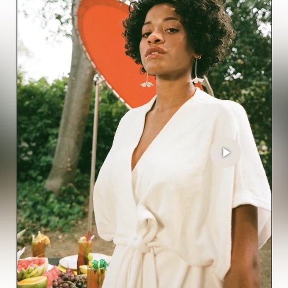 SIMON MILLER Terry Lino Kimono Belted White size Large NWT - Picture 2 of 7